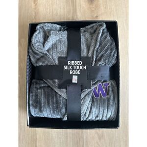 Northwest University Of Washington  Men's Ribbed‎ Silk Touch  Robe - Grey